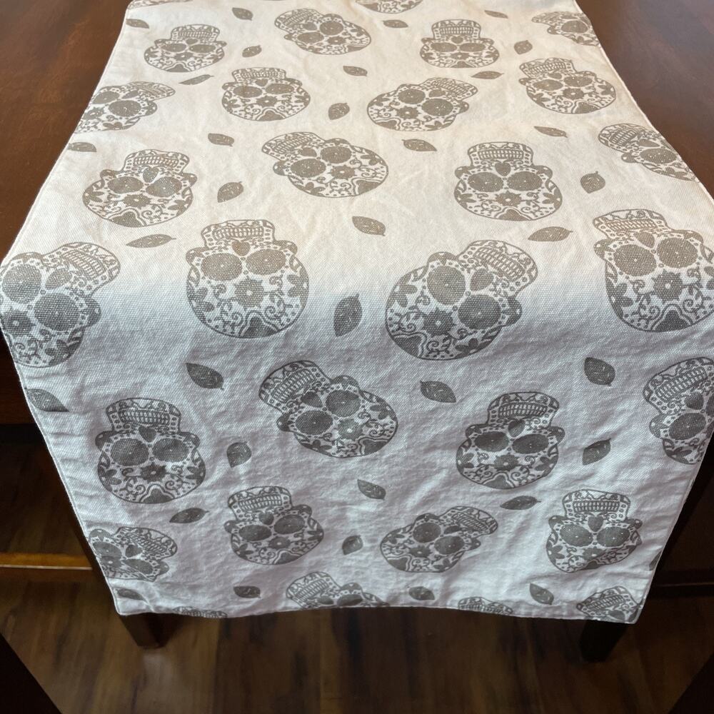 Spellbound Glittery Skulls‎ Table Runner Halloween 14.5"x68" Party Fall Autumn